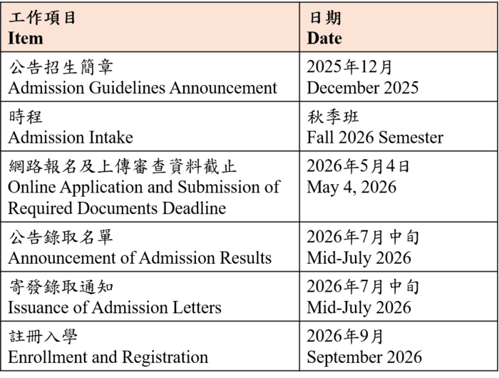 Admission Information and Important Dates圖片